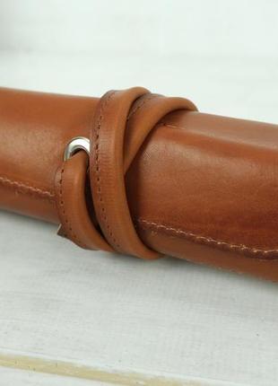 Кожаный пенал "скрутка на 6 карманов" кожа итальянский краст, цвет коричневый2 фото