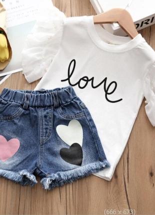 Дитячий літній костюм футболка джинсові шорти