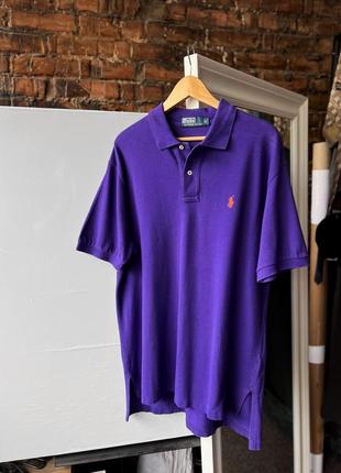 Polo by ralph lauren men’s vintage short sleeve violet polo shirt винтажное, однотонное поло на короткий рукав