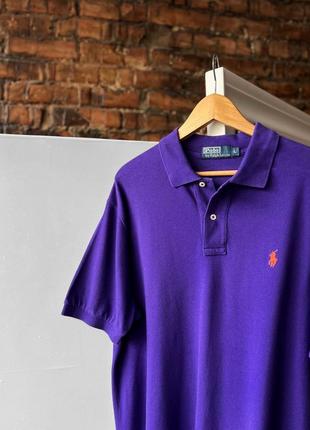 Polo by ralph lauren men’s vintage short sleeve violet polo shirt винтажное, однотонное поло на короткий рукав2 фото