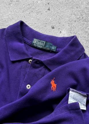 Polo by ralph lauren men’s vintage short sleeve violet polo shirt винтажное, однотонное поло на короткий рукав4 фото