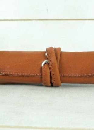 Кожаный пенал "скрутка на 8 карманов" кожа итальянский краст, цвет коричневый1 фото