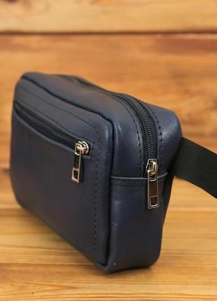 Мужская кожаная сумка "модель №59", кожа итальянский краст, цвет синий3 фото