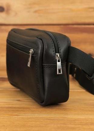 Чоловіча шкіряна сумка "модель №59", шкіра італійський краст, колір чорний3 фото