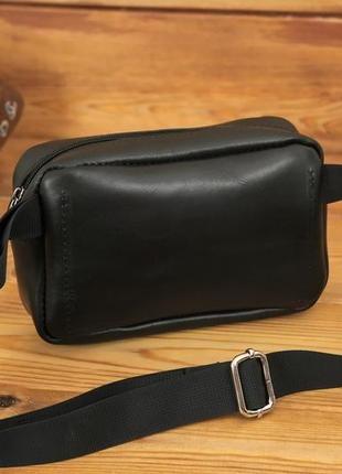 Мужская кожаная сумка "модель №59", кожа итальянский краст, цвет черный4 фото