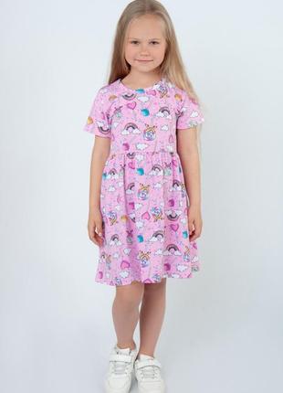 Летнее платье для девочки с единорогом, платье ментоловое розовое единорожка, сарафан4 фото