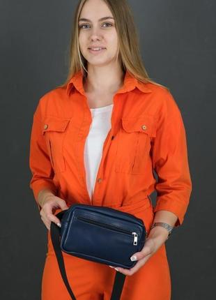 Жіноча шкіряна сумка "модель №59", шкіра італійський краст, колір синій1 фото