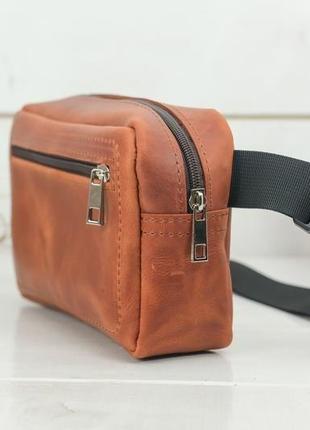 Женская кожаная сумка "модель №59", винтажная кожа, цвет коньяк4 фото