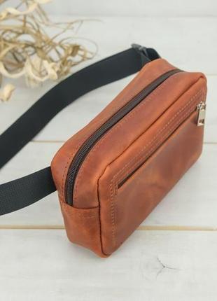 Женская кожаная сумка "модель №59", винтажная кожа, цвет коньяк3 фото
