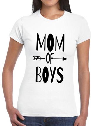 Футболка жіноча з оригінальним принтом у подарунок мамі "mom of boys. мама хлопчиків" push it