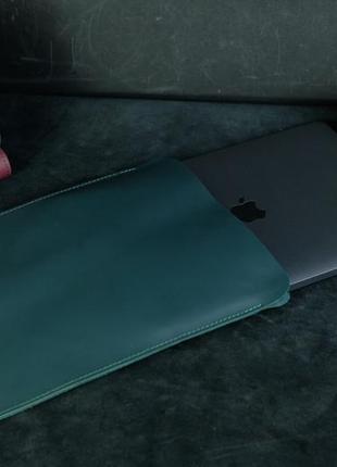 Шкіряний чохол для macbook дизайн №1 шкіра grand, колір зелений2 фото