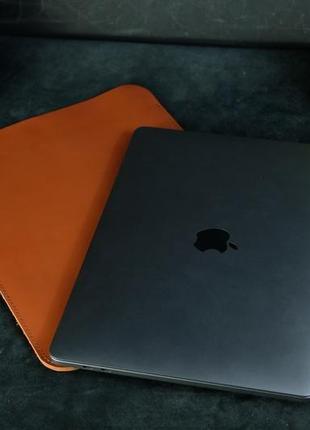 Кожаный чехол для macbook, дизайн №1 кожа grand, цвет коньяк4 фото