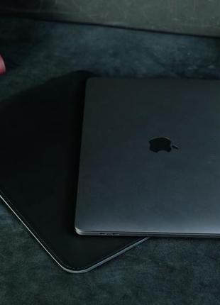 Кожаный чехол для macbook, дизайн №1 кожа grand, цвет черный4 фото