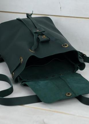 Женский кожаный рюкзак "прага", кожа grand, цвет зеленый6 фото