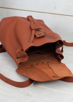 Женский кожаный рюкзак "прага", кожа grand, цвет коньяк6 фото