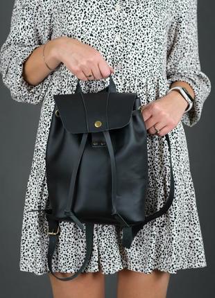 Жіночий шкіряний рюкзак "прага", шкіра grand, колір чорний1 фото