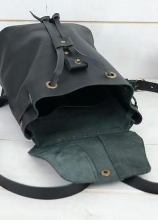 Жіночий шкіряний рюкзак "прага", шкіра grand, колір чорний6 фото