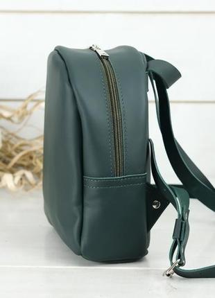 Жіночий шкіряний рюкзак "колібрі", шкіра grand, колір зелений4 фото