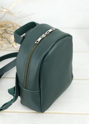 Жіночий шкіряний рюкзак "колібрі", шкіра grand, колір зелений3 фото