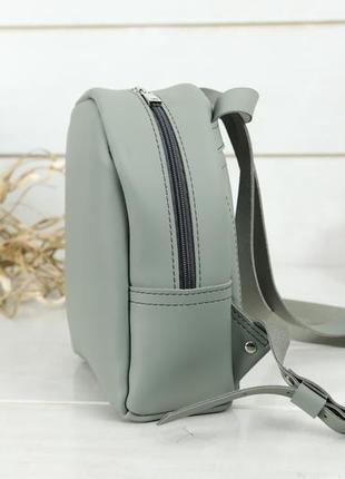 Жіночий шкіряний рюкзак "колібрі", шкіра grand, колір сірий4 фото