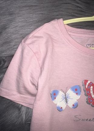 Прикольная нежная хлопковая футболка с цветными бабочками для девочки 3/4р primark2 фото