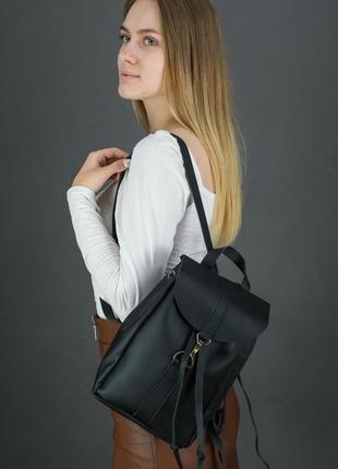 Женский кожаный рюкзак "киев", размер мини, кожа grand, цвет черный1 фото