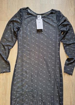 Платье nike w nsw air aop mesh ls dress новое оригинал сетка монограмма6 фото