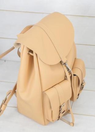 Жіночий шкіряний рюкзак "джейн", шкіра grand, колір бежевий3 фото