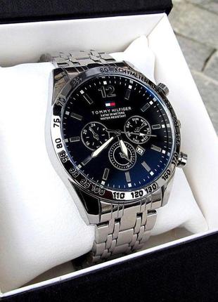 Срібні чоловічий наручний годинник tommy hilfiger/ томмі хілфігер4 фото