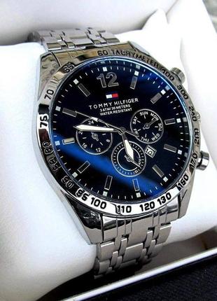 Срібні чоловічий наручний годинник tommy hilfiger/ томмі хілфігер2 фото