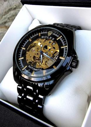 Чоловічий чорний механічний наручний годинник rolex/roлекс1 фото