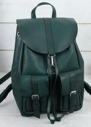 Женский кожаный рюкзак "джейн", кожа итальянский краст, цвет зеленый2 фото