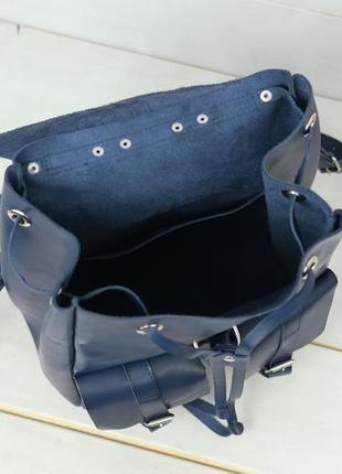 Жіночий шкіряний рюкзак "джейн", шкіра італійський краст, колір синій6 фото