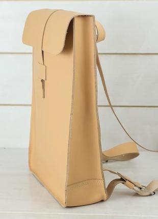 Жіночий шкіряний рюкзак "сідней", шкіра grand, колір бежевий4 фото