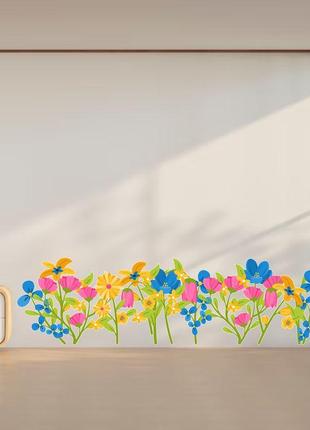 Виниловая интерьерная наклейка цветная декор на стену, обои в детский "ботанический сад. цветы"1 фото