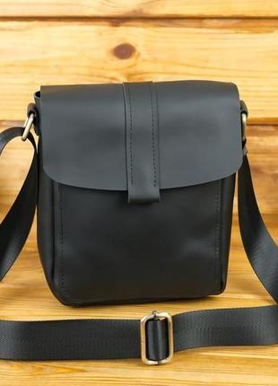 Чоловіча шкіряна сумка "вільям", шкіра grand, колір чорний2 фото