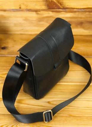 Мужская кожаная сумка "уильям", гладкая кожа, цвет черный3 фото