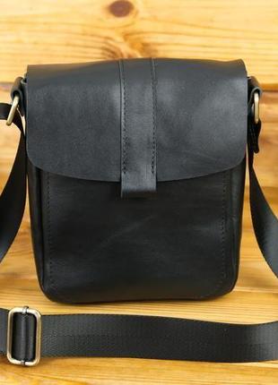 Чоловіча шкіряна сумка "вільям", гладка шкіра, колір чорний2 фото