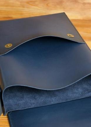 Мужская кожаная сумка "майкл", кожа итальянский краст, цвет синий6 фото
