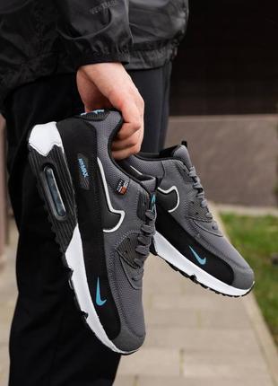 Мужские кроссовки nike air max 90 grey blue2 фото