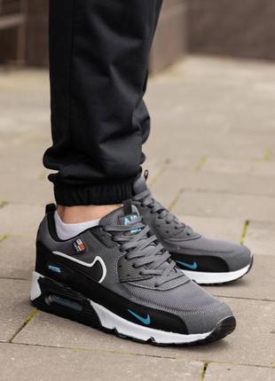Мужские кроссовки nike air max 90 grey blue6 фото