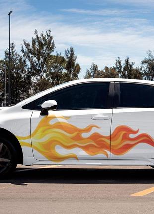 Наклейка виниловая декоративная на автомобиль цветная "огонь. пятно огня. огненные языки" (1шт)