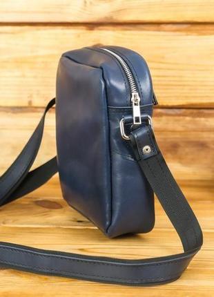 Мужская кожаная сумка "ричард", кожа итальянский краст, цвет синий4 фото