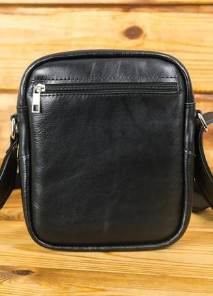 Мужская кожаная сумка "ричард", гладкая кожа, цвет черный5 фото