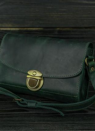 Женская кожаная сумка "скарлет", натуральная винтажная кожа, цвет зеленый