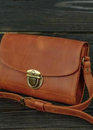 Женская кожаная сумка "скарлет", натуральная винтажная кожа, цвет коньяк1 фото
