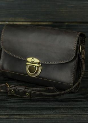 Женская кожаная сумка "скарлет", натуральная винтажная кожа, цвет шоколад