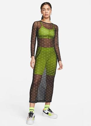 Платье nike w nsw air aop mesh ls dress новое оригинал сетка монограмма