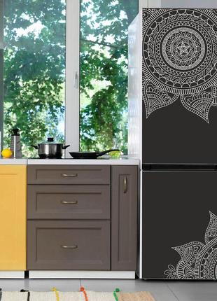 Виниловая, декоративная наклейка самоклеящаяся на дверь холодильника "узор мэхенди"