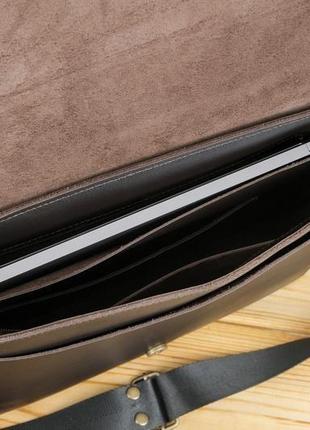 Шкіряна чоловіча сумка "брендон", натуральна гладка шкіра,  колір шоколад6 фото